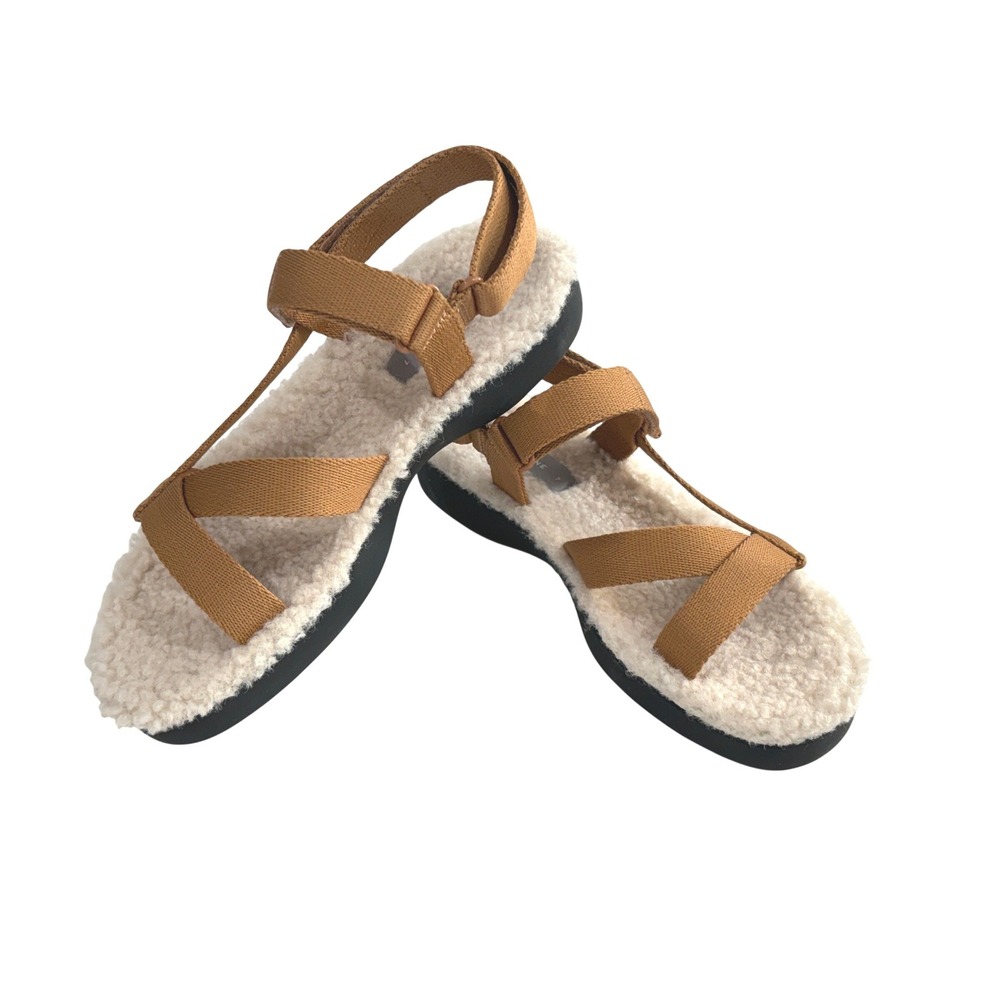 Everlane ReNew Teddy Sport Faux Sherpa Sandals‎ 7 Outdoor Gorpcore Yuppie NIB